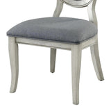 Transitional Antique White and Gray Side Chairs Set of 2 Chairs Dining Room Furniture Padded fabric B01152296