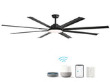 72 Inch Modern Large Design Ceiling Fans With Smart Remote Control 6 Wind Speed DC Motor Black for 92131768