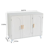 Sideboard Buffet cabinet with 3 doors and removable shelves, for living room, dining room, ivory W1705P179819