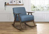 Modern Home Furniture 1pc Rocking Chair Blue Fabric Upholstered Dark Walnut Finish Wood Cushion Seat B011P255256
