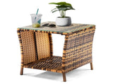 Glass Surface Yellow Gradient Iron Frame Rattan Side Table 24839289