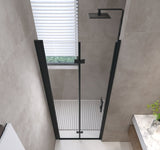 36 "x 72" Bifold Shower Door, 1/4" Tempered Glass, Matte Black Aluminum Frame, Explosion Proof W1675P307149