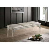 Antique Classic Pearl White 1pc Bench Only Contemporary Solid wood Acrylic Legs Crystal And Mirror B01181029