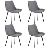 ZUN 4pcs Disassembled PU Iron Pipe Curved Dining Chair Black 72081080