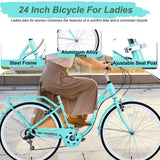 7 Speed, Steel Frame, Multiple Colors 24 Inch Ladies Bicycle W1019P165872