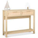 39.4" Rattan Console Table with 2 Drawers Entryway Table Wood Narrow Long Table Boho Console Table 66014133