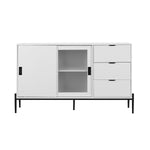 ZUN Modern Featured Storage Cabinet Sideboard with Glass Sliding Door and 3 Drawers, Entryway Console W409P153985