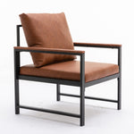 ZUN Furniture,Modern Faux Leather Accent Chair with Black Powder Coated Metal Frame, Single Sofa for 77450041