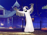 Spooky Halloween Inflatable Ghost - 12 ft Tall with LED Lights, Waterproof Fabric, Spikes/Ropes for 14097654