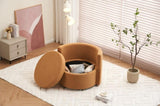 029-Teddy Fabric Swivel And Storage Chair With Back Cushion For Living Room,Khaki W527P166252