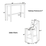 ZUN TOPMAX Farmhouse 48"Rectangular Wood Bar Height Dining Set Kitchen Breakfast Nook with 2 Chairs for WF322910AAK