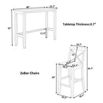 ZUN TOPMAX Farmhouse 48"Rectangular Wood Bar Height Dining Set Kitchen Breakfast Nook with 2 Chairs for WF322910AAE