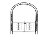 134.5*58.5*213cm Arc Roof Double Layer With Door Wrought Iron Iron Arch Courtyard Black 03609529
