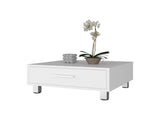 Athens Coffee Table, One Drawer, Four Legs, White B097P474312