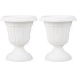 Set of 2 Vintage Urn Planters, Weather-Proof PP Flower Pots with Optional Drainage Holes for Indoor 94831209