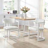 Upholstered Dining Chairs Set of 2, Fabric Armchairs with Beige Seating White Metal Frame, 265 LBS N779P281141B