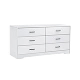 ZUN WOOD MDF BOARDS, 6 Drawers Dresser, WHITE 26068311