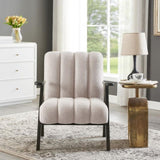 Rella Modern Teddy Sherpa Accent Chair with Espresso Wood Frame T2574P241335