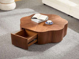 35.43 inch Petal - shaped Design Round Coffee Table,Small Coffee Table with Hidden Drawer for Living W2582P338168