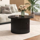 Round Coffee Table for Living Room in Dark Brown, Farmhouse Coffee Table a Drawer, Center Table N735P242922D