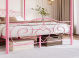 Metal Canopy Bed Frame with Vintage Style Headboard & Footboard, Easy Assembly All Parts Included, W840P465779