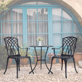 ZUN 3 Piece Bistro Table Set Cast Aluminum Outdoor Patio Furniture with Umbrella Hole Patio Balcony, W2505P151717