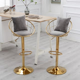 Grey velvet bar chair, pure gold plated, unique design,360 degree rotation, adjustable W117065088