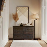 Brown MDF with solid wood veneer 120*40*80 Double row six drawer chest of drawers 88787047