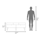 Tori 54" Wide Two-Door Cabinet Tv Stand with Pull Down doors, Three Shelves, Cable Management White B070P286440