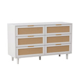 51.18"6-Drawers Rattan Storage Cabinet Rattan Drawer,for Bedroom,Living Room,White 24456467