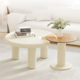 Circular Beige Cream Coffee Table Set Easy Assembly for Living Room 28373890