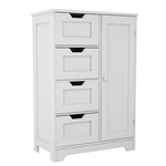 ZUN White freestanding floor storage cabinet with adjustable shelves, 4 drawers and 1 door W28222278