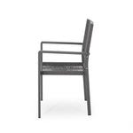 ZUN Outdoor Modern Aluminum Dining Chair with Rope Seat , Gray and Dark Gray 70660.00DGRY