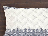 3 Piece Cotton Comforter Set with Chenille Tufting Navy Full/Queen B035128802