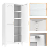 71'' 2 Shapely Doors Cabinet, Metal Storage Cabinet with Doors and Adjustable Shelves, for Bedroom, 57744316