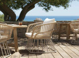 Outdoor Dining Chair MP1 - Teak Finish Wicker & Beige Steel Frame, 300LBS Weight Capacity, Includes N770P385227B