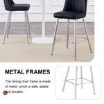 ZUN Modern Black PU Bar Stool - Silver Metal Legs with Cross Reinforcement.Black,Silver Metal Legs,Bar W1151P211979