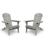 Wood Lounge Patio Chair for Garden Outdoor Wooden Folding Embossed Adirondack Chair Set of 2 Solid W1390P277604