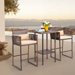 ZUN Outdoor 3 Piece Patio Bar Set, Bar Height Bistro Table Set for 2 People, High Top Wicker Bar Stools 64034350