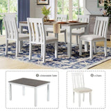 ZUN Retro Style 7-Piece Dining Table Set with Extendable Table and 6 Upholstered Chairs 99726867