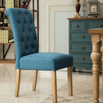 ZUN Habit Solid Wood Tufted Parsons Dining Chair, Set of 2, Blue T2574P164541