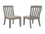 Set of 2 Dining Chairs with Upholstered Seat in Coastal Grey B016P223162