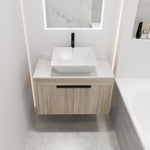 ZUN 30 " Modern Design Float Bathroom Vanity With Ceramic Basin Set, Wall Mounted White Vanity With Soft 30289130