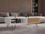 Coffee Table, 1 Drawer, 1 Shelf, White / Natural Oak B097P262379
