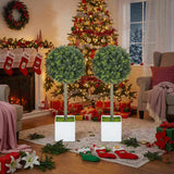 2PCS Set Artificial Tree Fake Plants Natural Boxwood Topiary Balls with 114 PE Leaves Tree Indoor 65465292