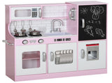Qaba Play Kitchen, Kids Kitchen Playset Pretend Play Toy Kitchen with Play Phone, Chalkboard, Towel 35279382