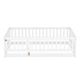Twin Size Floor Bed, Floor Bed with Fence and Door, Kids Bed Twin Size, Wood W1820P231585