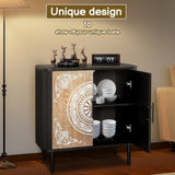 Pattern Carving, High Feet, Oval Tabletop, Curved Side Frame, Door Panel MDF Spray Paint, Cabinet 94038346
