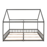 Twin Size House Platform Beds,Two Shared Beds, Gray WF296300AAE