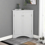 ZUN White Triangle Bathroom Storage Cabinet with Adjustable Shelves, Freestanding Floor Cabinet for Home WF291467AAK